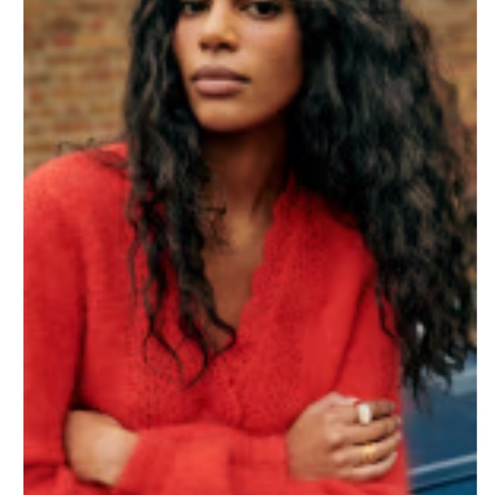 Sezane Angelie Cardigan Bright Red - Size XXS